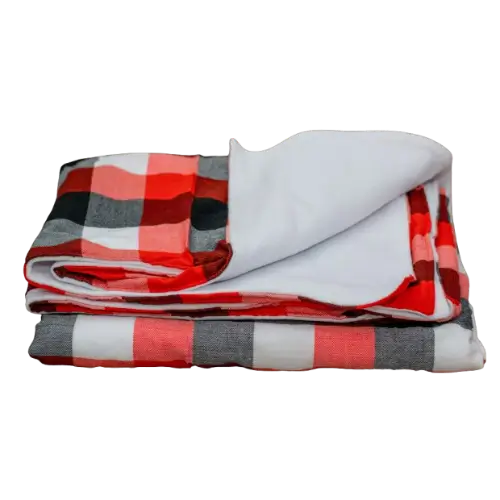 Checked Multi-colored White Maasai Fleece Blanket