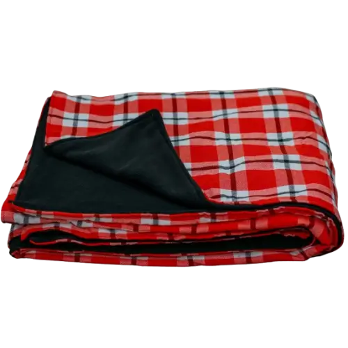 Checked Orange and Black Maasai Fleece Blanket