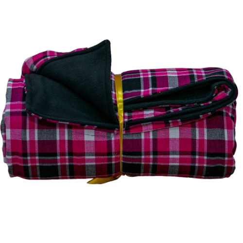 Checked Purple and Black Maasai Fleece Blanket