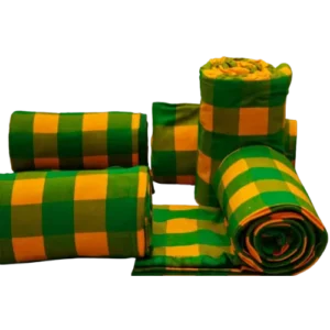 Checked Yellow and Light Green Maasai Fleece Blanket