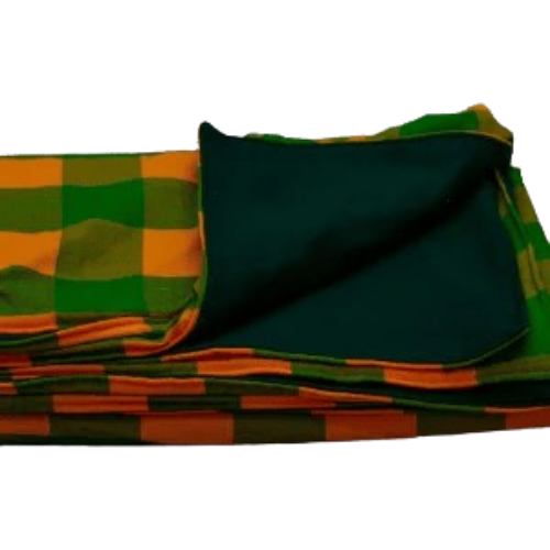 Dark green and green checked yellow maasai fleece blanket