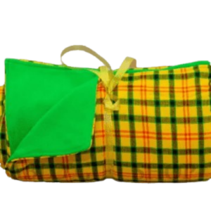 Green and yellow checked maasai fleece blanket