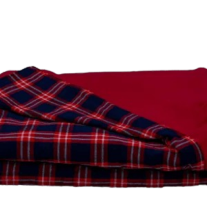 Navy blue and red checked Maasai fleece blanket