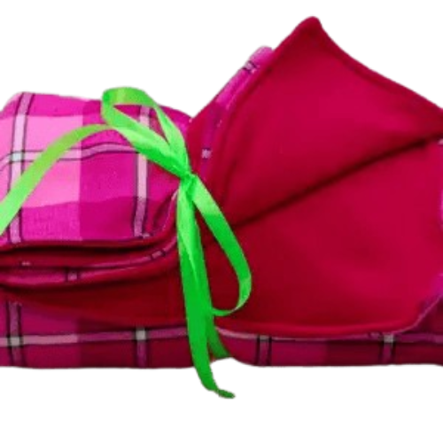 Pink checked and red maasai fleece blanket
